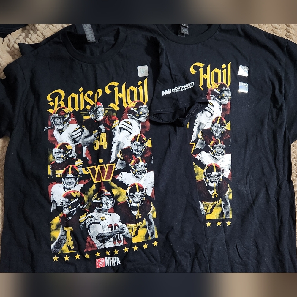 BRAND NEW WASHINGTON COMMANDERS RAISE HAIL TEES SIZE S & XL